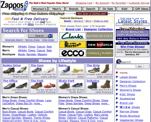 Zappos Homepage in 2003. 