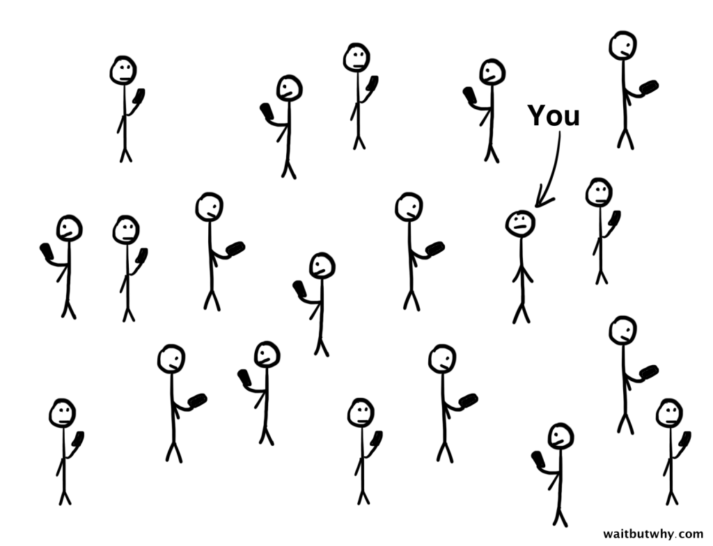 Stick Figures of People On Their Phones Ignoring You