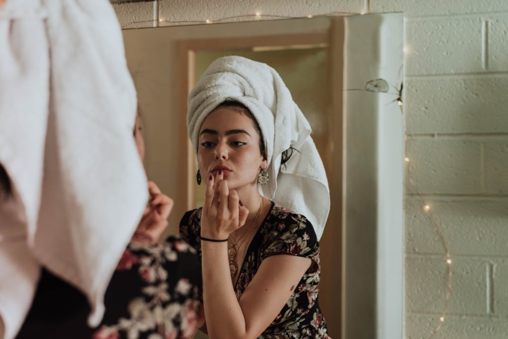 woman hair in towel