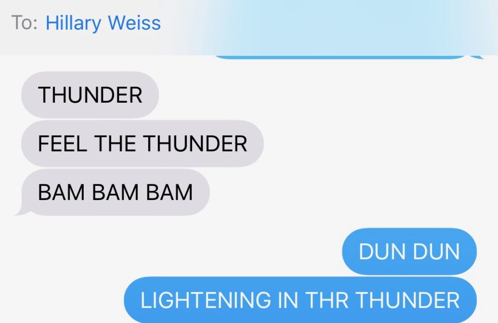 Hillary and Margo HAMYAW Texting Thunder