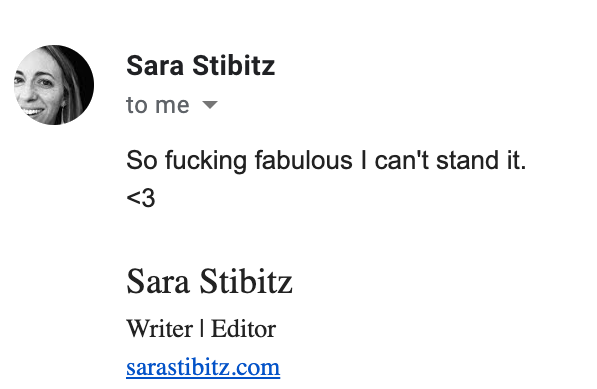 Newsletter TSI So Fucking Fabulous I can't stand it Sara